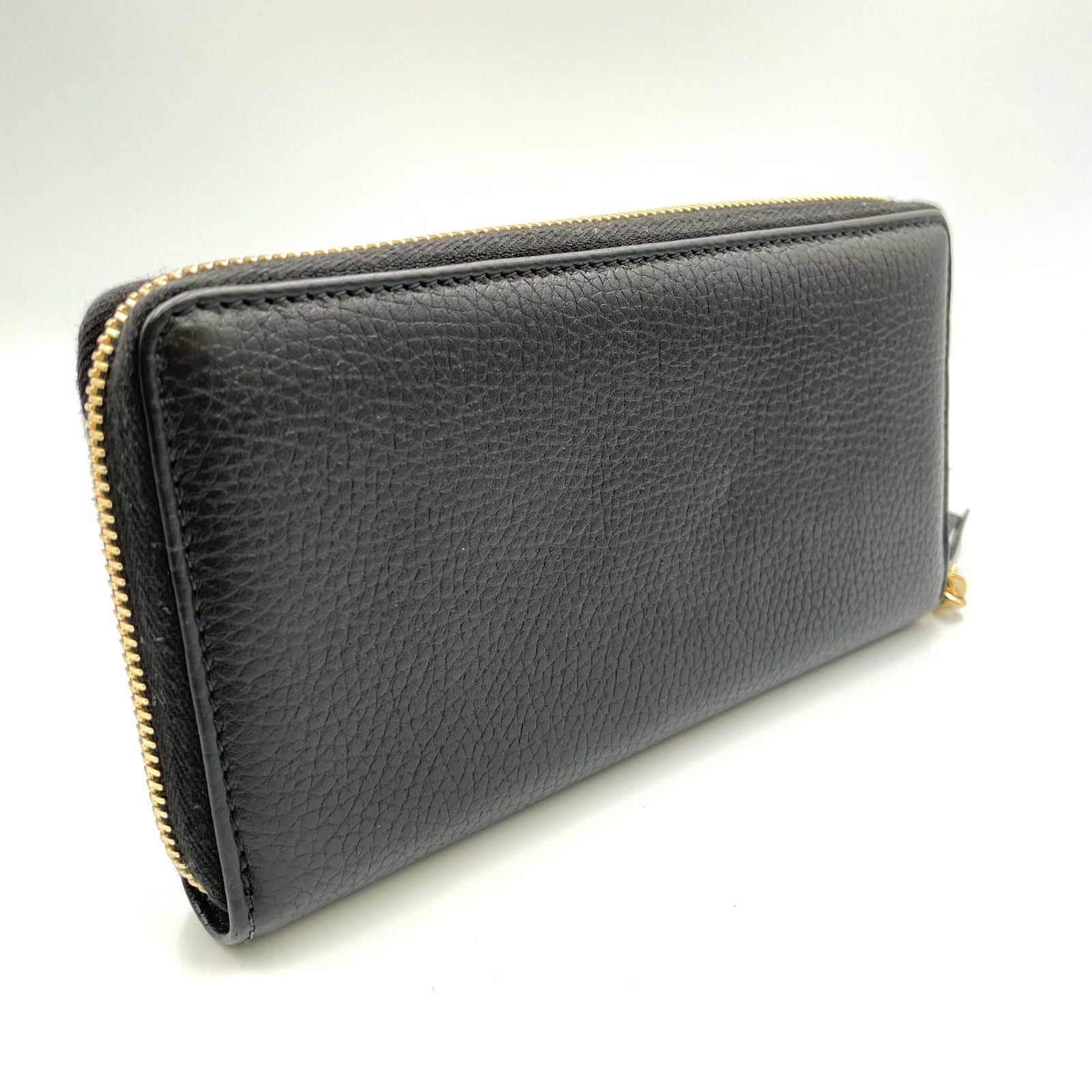 Gucci Soho Interlocking Zip Around Leather Black Wallet Gold — view 2