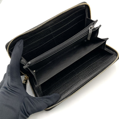 Gucci Soho Interlocking Zip Around Leather Black Wallet Gold — view 3