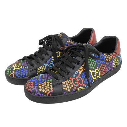 Gucci GG Psychedelic Low Cut Sneakers Shoes Black Multicolor