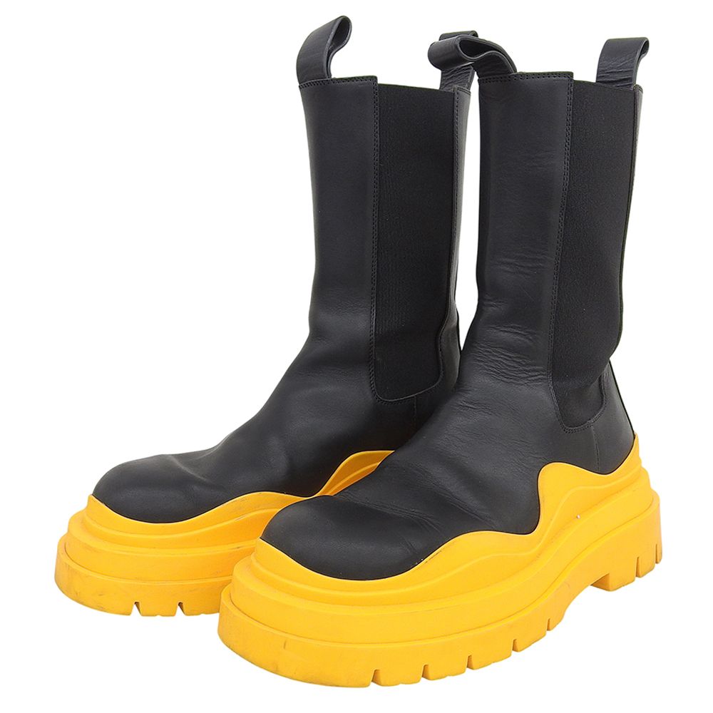 Bottega Veneta Tire Chelsea Boots Shoes Black Orange