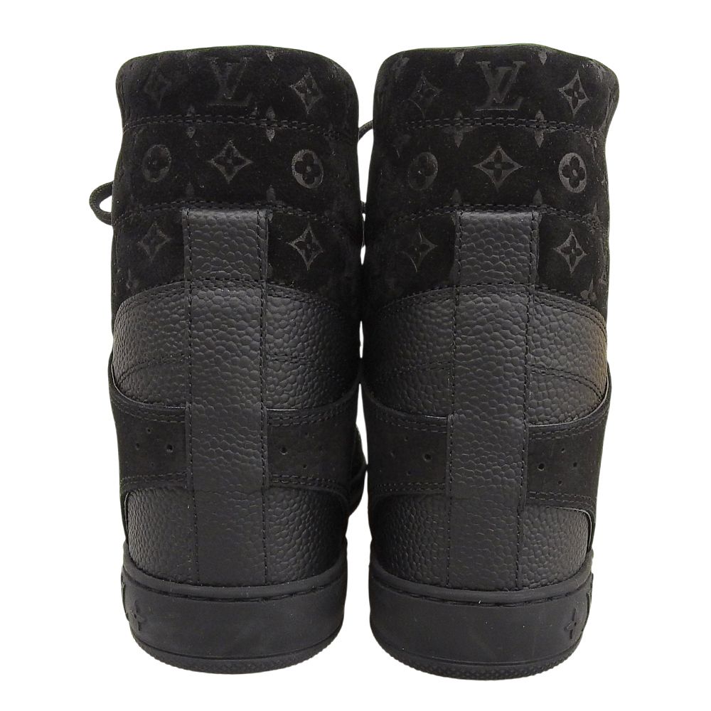 Louis Vuitton Suede Cut Replacement High Cut Sneakers in Heels Shoes Black — view 5