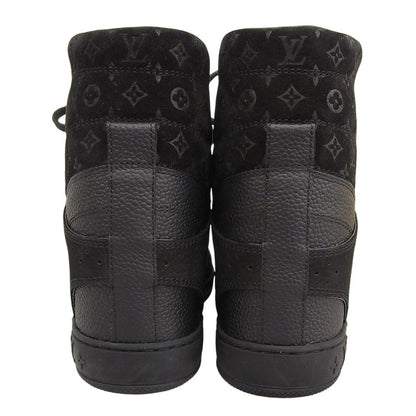 Louis Vuitton Suede Cut Replacement High Cut Sneakers in Heels Shoes Black — view 5