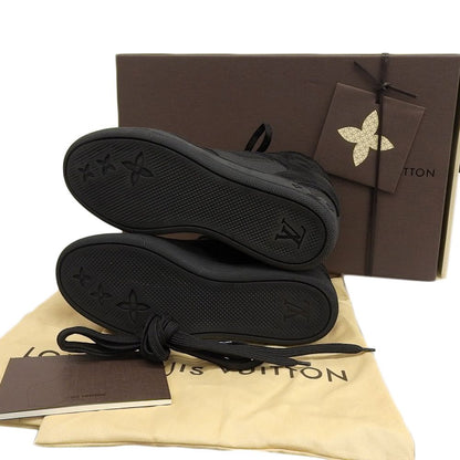 Louis Vuitton Suede Cut Replacement High Cut Sneakers in Heels Shoes Black — view 2