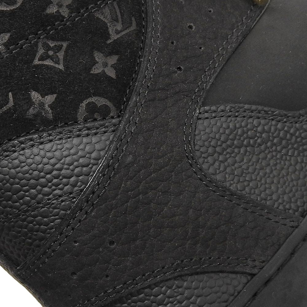 Louis Vuitton Suede Cut Replacement High Cut Sneakers in Heels Shoes Black — view 3