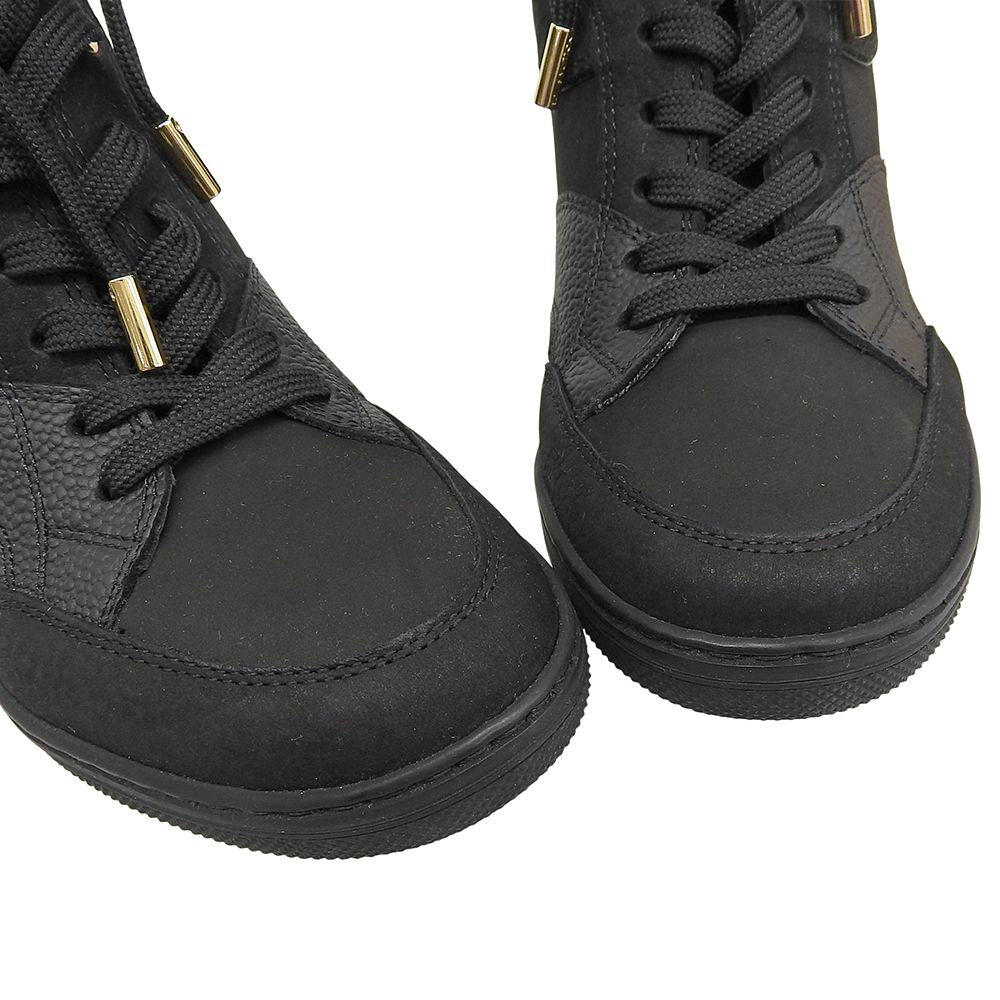 Louis Vuitton Suede Cut Replacement High Cut Sneakers in Heels Shoes Black — view 4