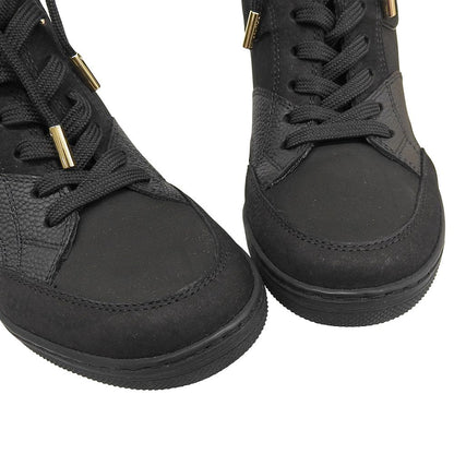 Louis Vuitton Suede Cut Replacement High Cut Sneakers in Heels Shoes Black — view 4