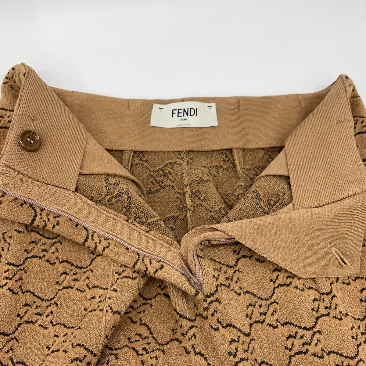 Fendi Brown FF Calligraphy Logo Knit Pants 38 — view 7