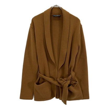 Dolce & Gabbana Brown Cashmere 100 Shawl Collar Belted Knit Cardigan 44