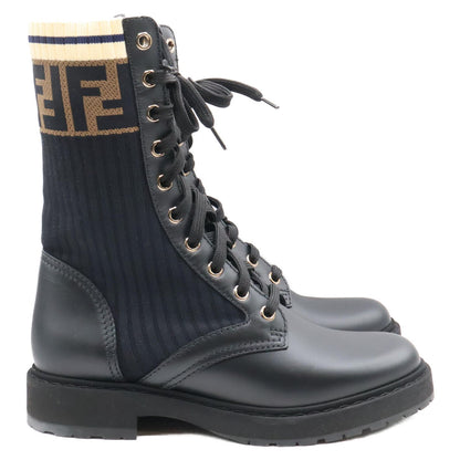 Fendi Zucca Pattern Combat Knit Boots Rococo — view 4