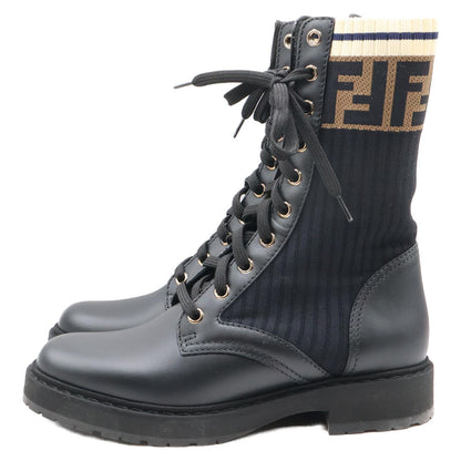 Fendi Zucca Pattern Combat Knit Boots Rococo — view 2