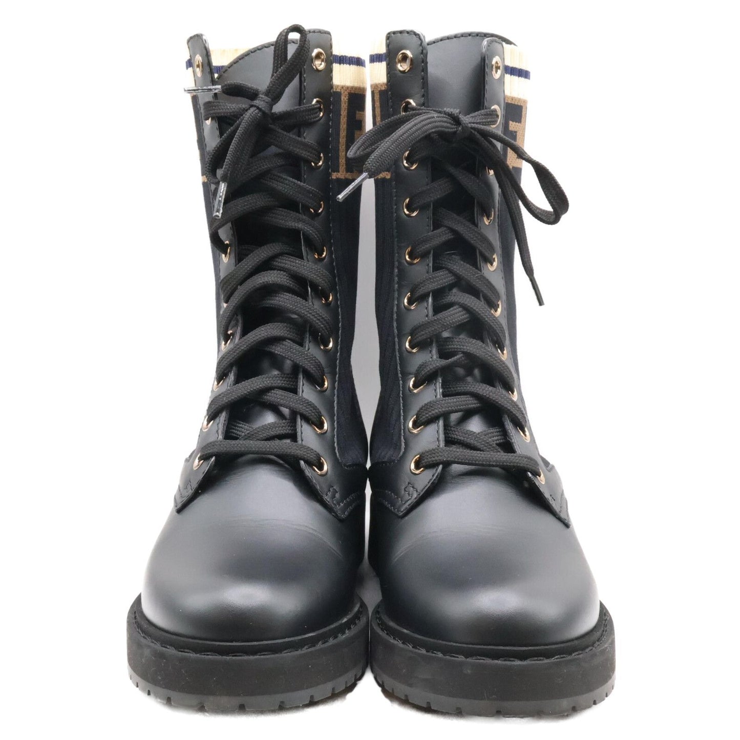 Fendi Zucca Pattern Combat Knit Boots Rococo — view 3