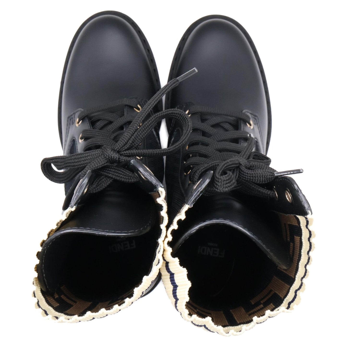 Fendi Zucca Pattern Combat Knit Boots Rococo — view 6