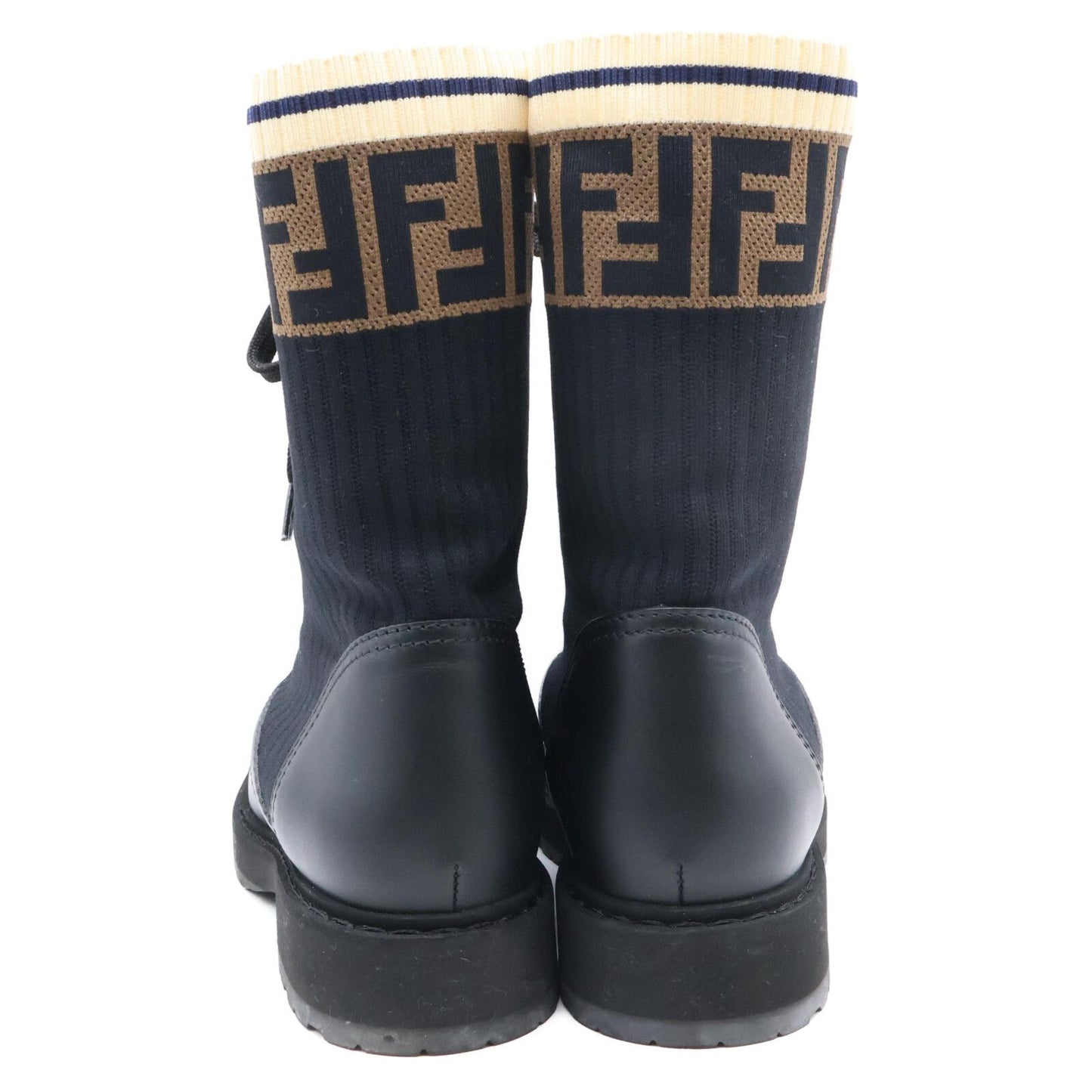 Fendi Zucca Pattern Combat Knit Boots Rococo — view 5