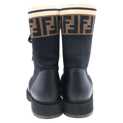 Fendi Zucca Pattern Combat Knit Boots Rococo — view 5