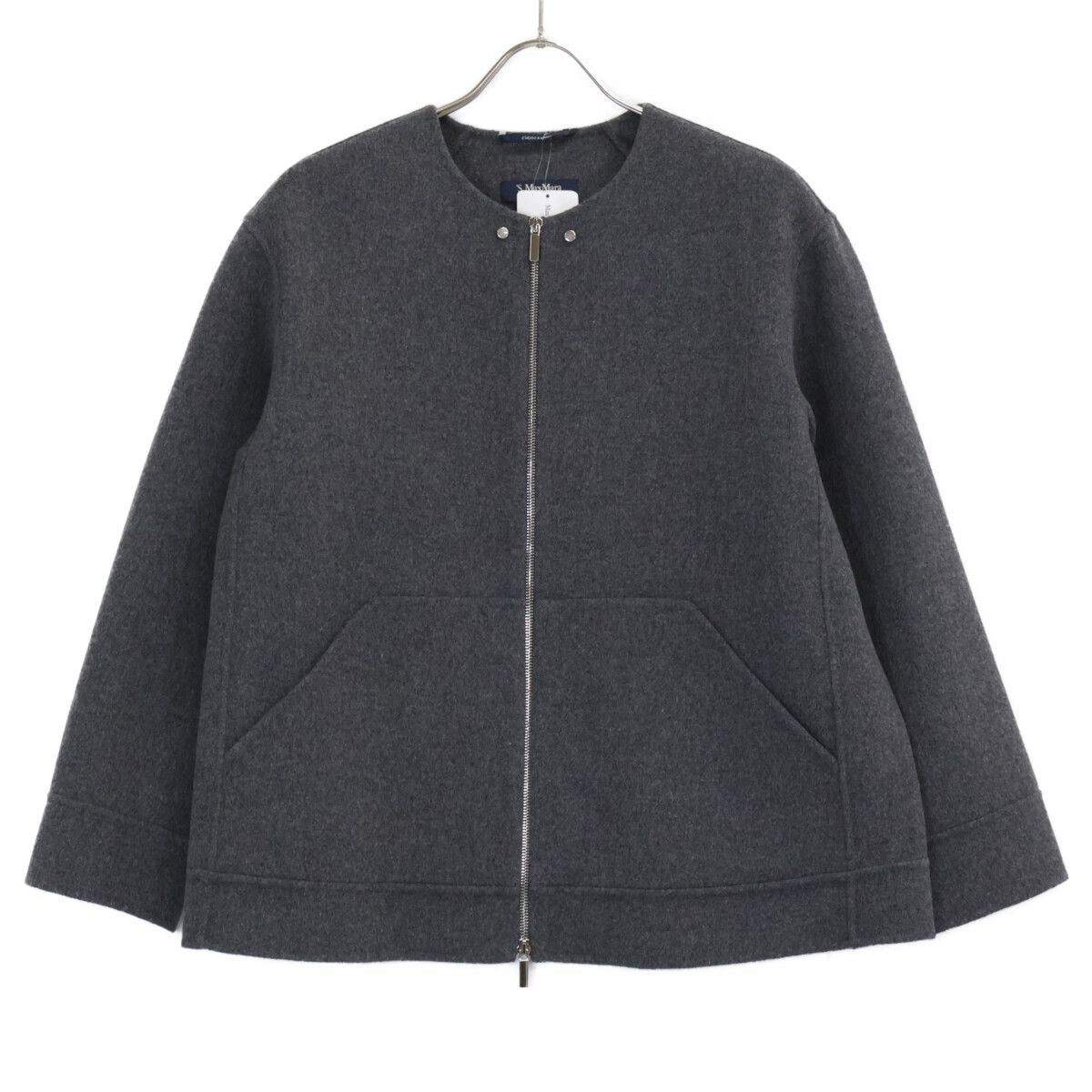 Max Mara S Maxmara Cucito Amano Double Face W-zip Collarless Jacket 42