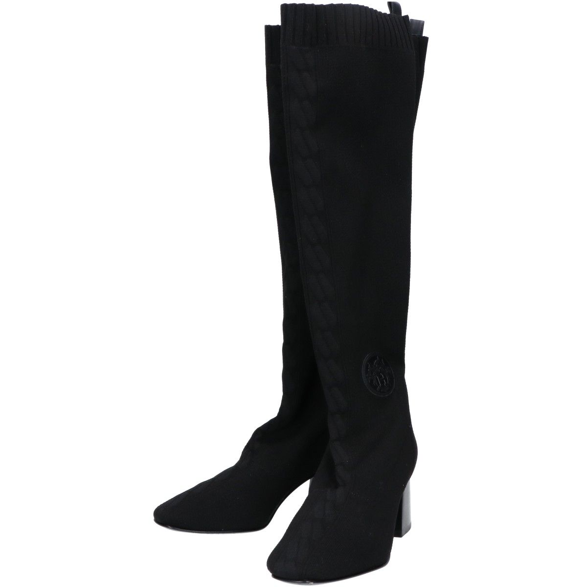 Hermes Fontaine 60 Ex Ribs Knit Fabric Long Boots