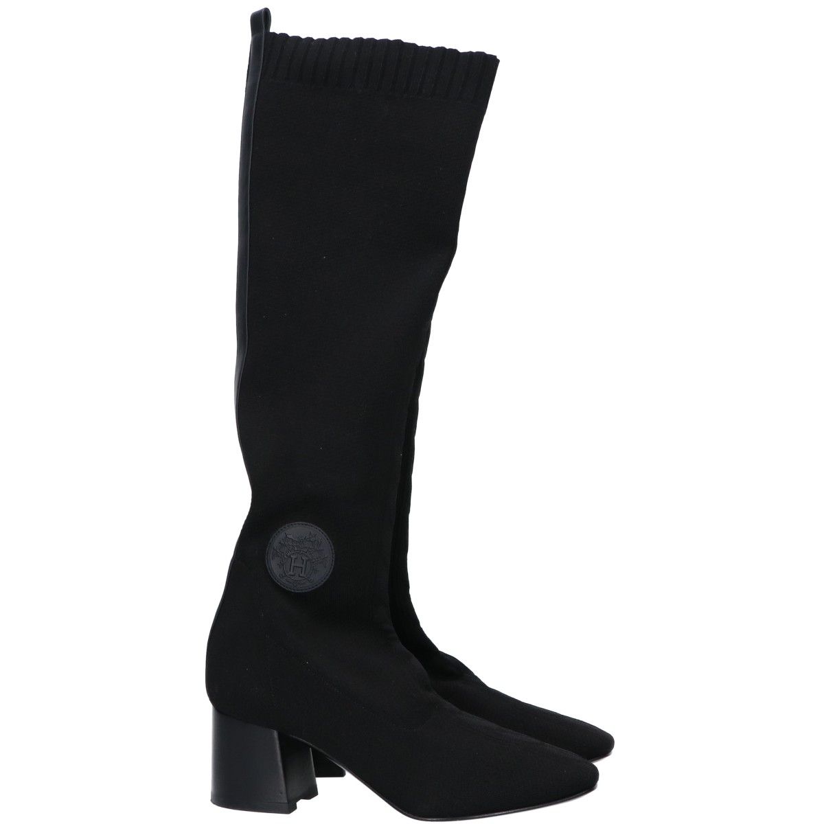 Hermes Fontaine 60 Ex Ribs Knit Fabric Long Boots — view 4