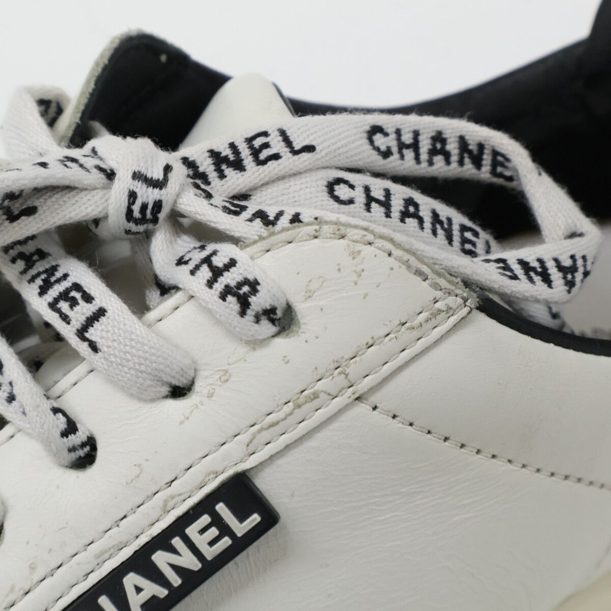 Chanel Calfskin Classic Logo Lace Low Cut Sneakers — view 9