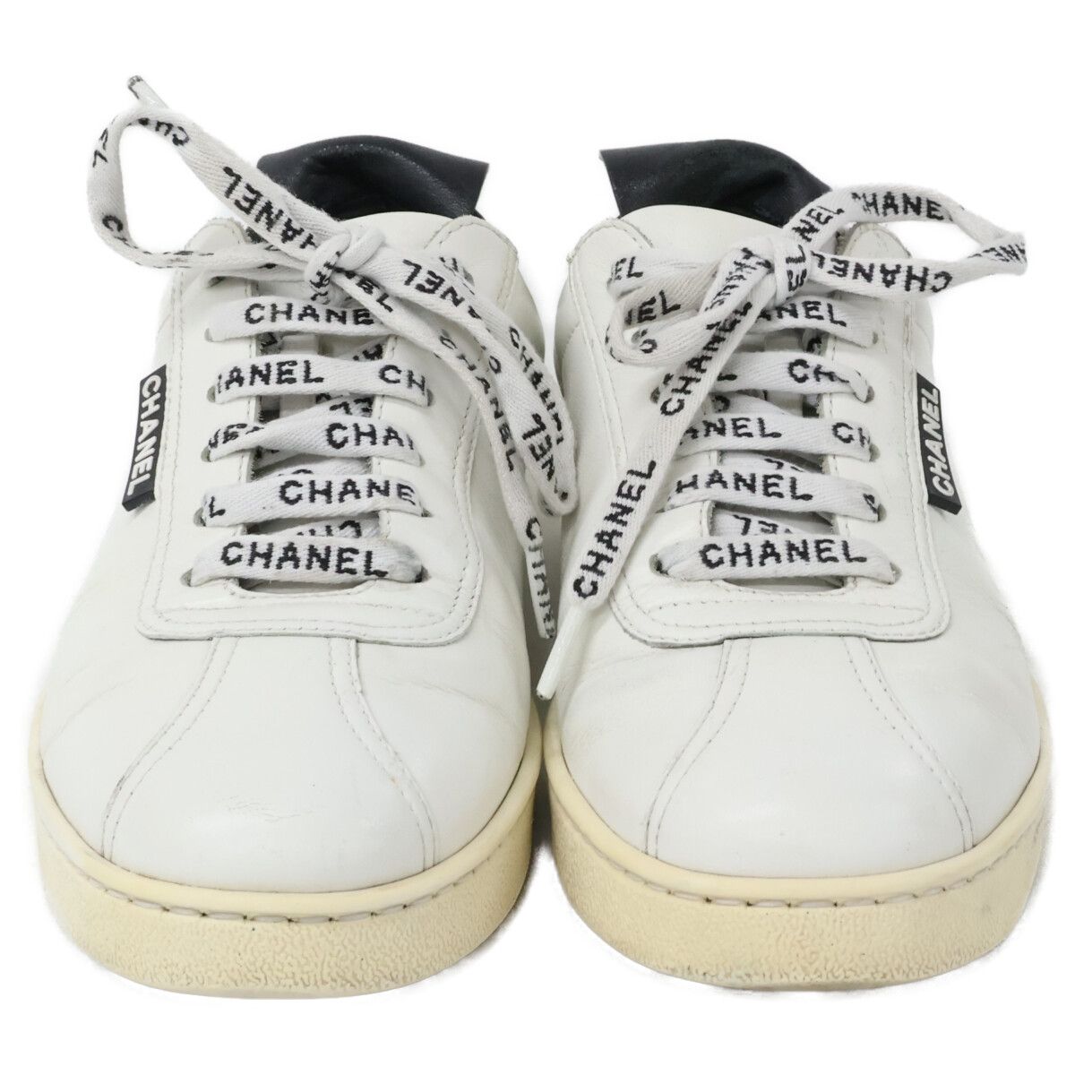 Chanel Calfskin Classic Logo Lace Low Cut Sneakers — view 2