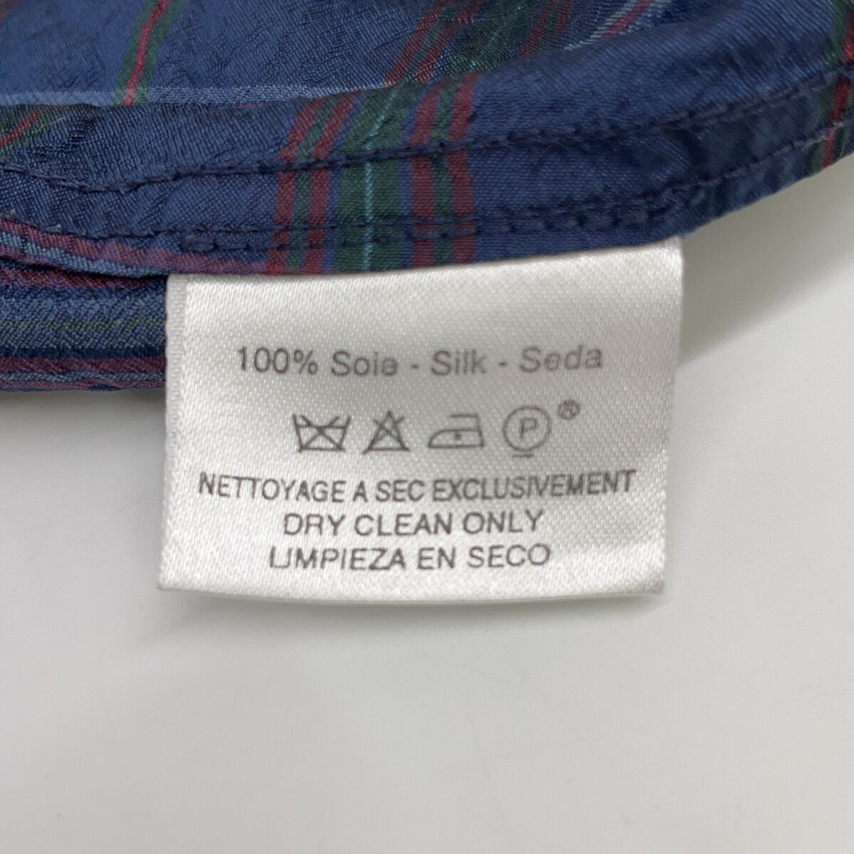 Hermes Blue Madras Check Silk 100 Long Sleeve Shirt 42 — view 6