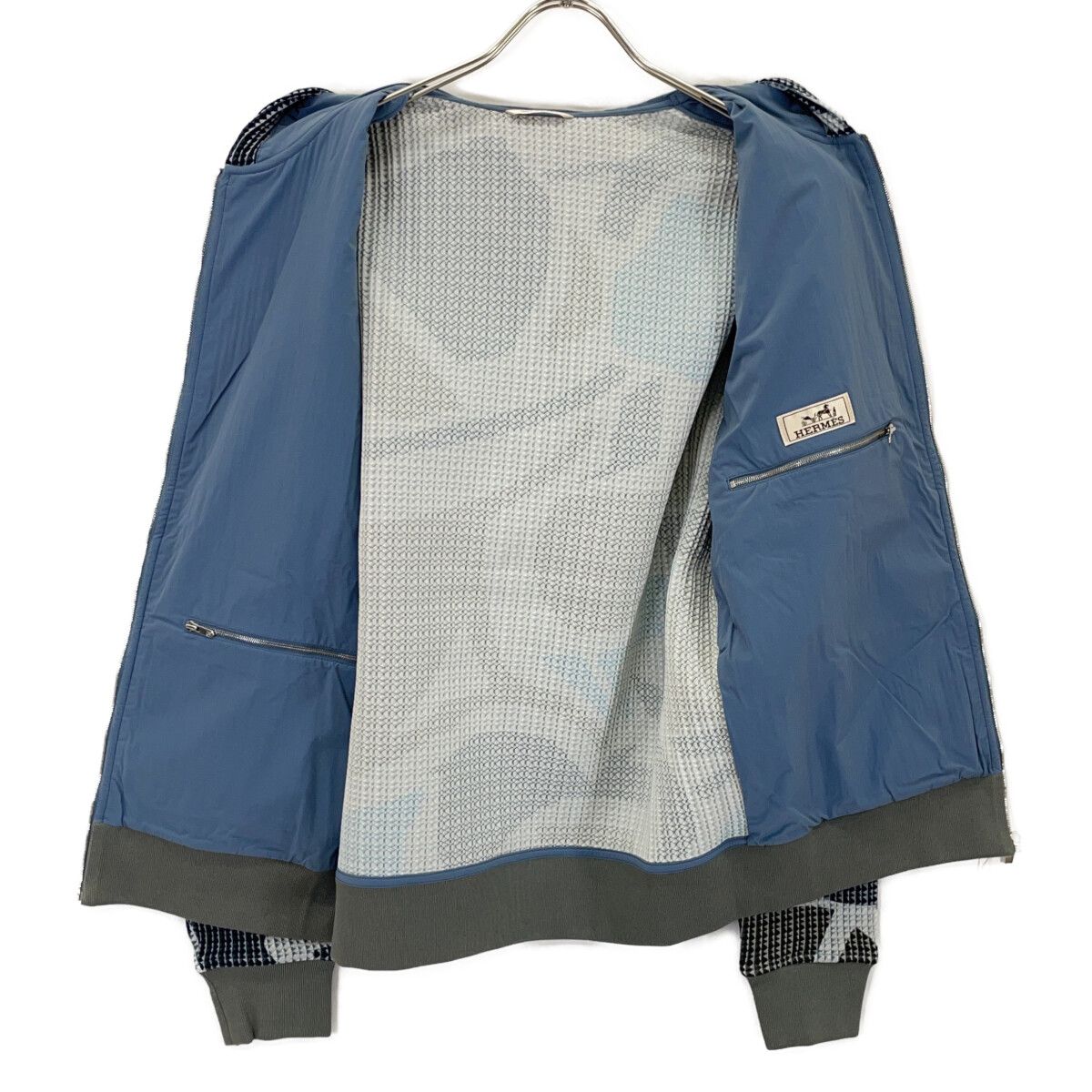 Hermes Blue Gray Multicolor Zip Hoodie — view 3