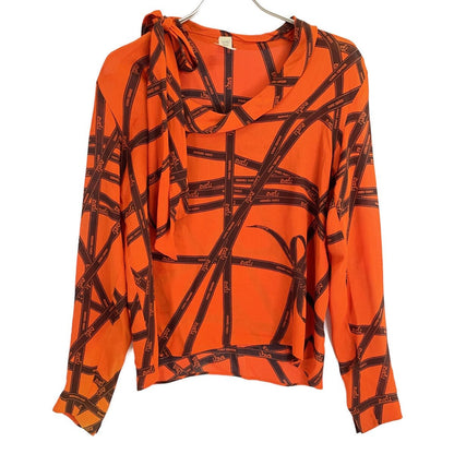Hermes Martin Margiela Era Bolduc Ribbon Silk Bowtie Blouse 34