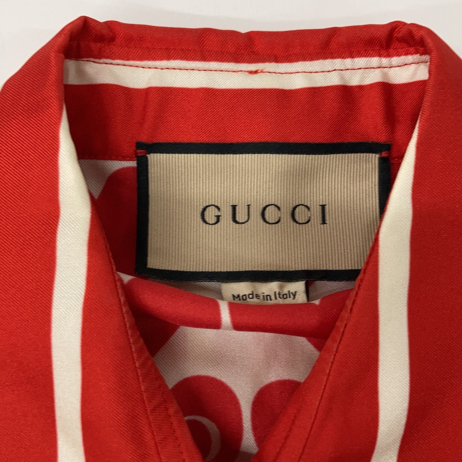 Gucci Ivory Red Silk Heart Bowtie Shirt 40 — view 3