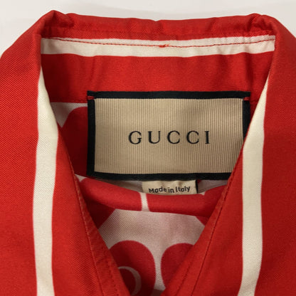 Gucci Ivory Red Silk Heart Bowtie Shirt 40 — view 3