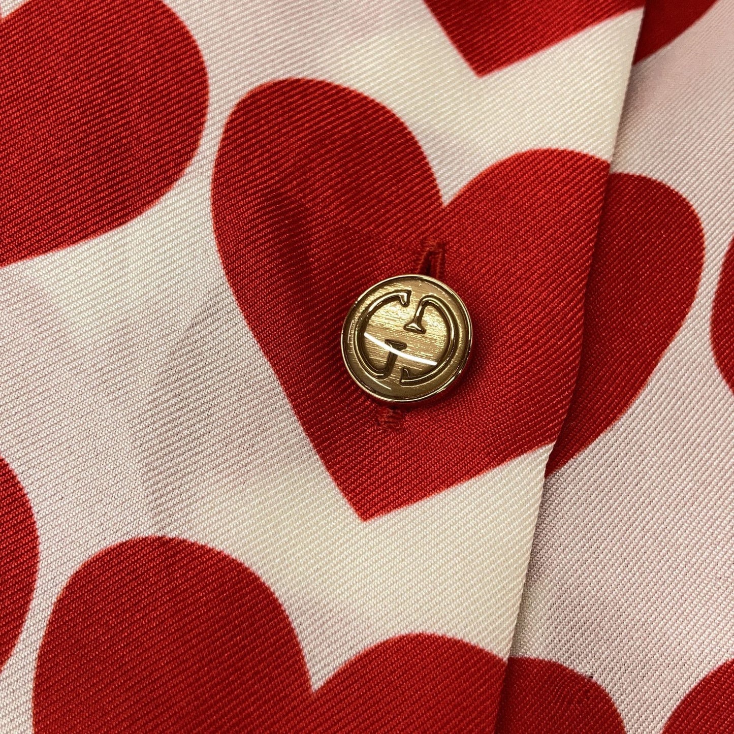 Gucci Ivory Red Silk Heart Bowtie Shirt 40 — view 7