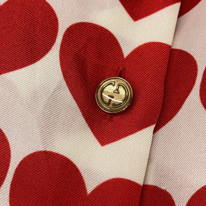 Gucci Ivory Red Silk Heart Bowtie Shirt 40 — view 7