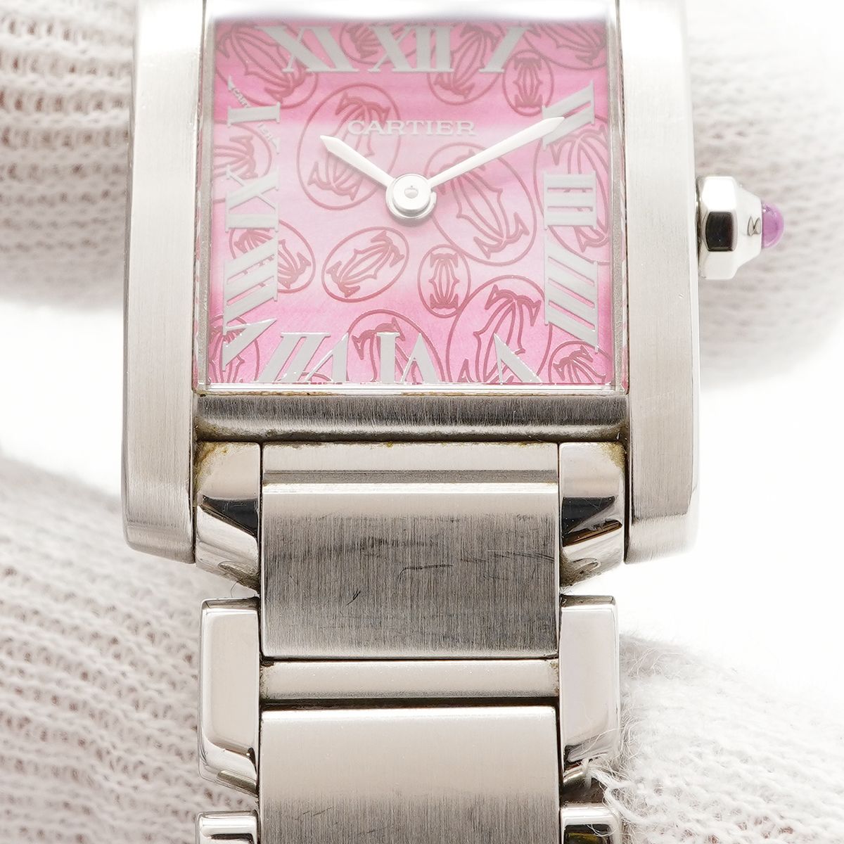 Cartier Tank Francaise SM Christmas Limited Pink Dial Watch — view 7