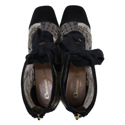 Dior Naughtily-d Suede Embroidered Mesh Butterfly Lace Up Heels Short Boots — view 5