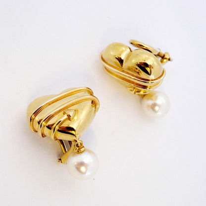 Tiffany & Co Earrings Heart Yellow Gold Pearl — view 2