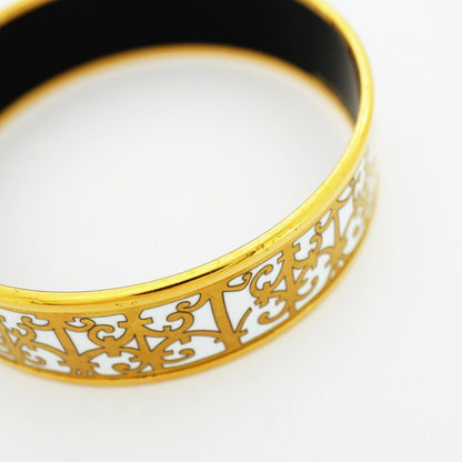 Hermes Bangle Enamel GM Gold Plated Cloisonne White Bracelet — view 8