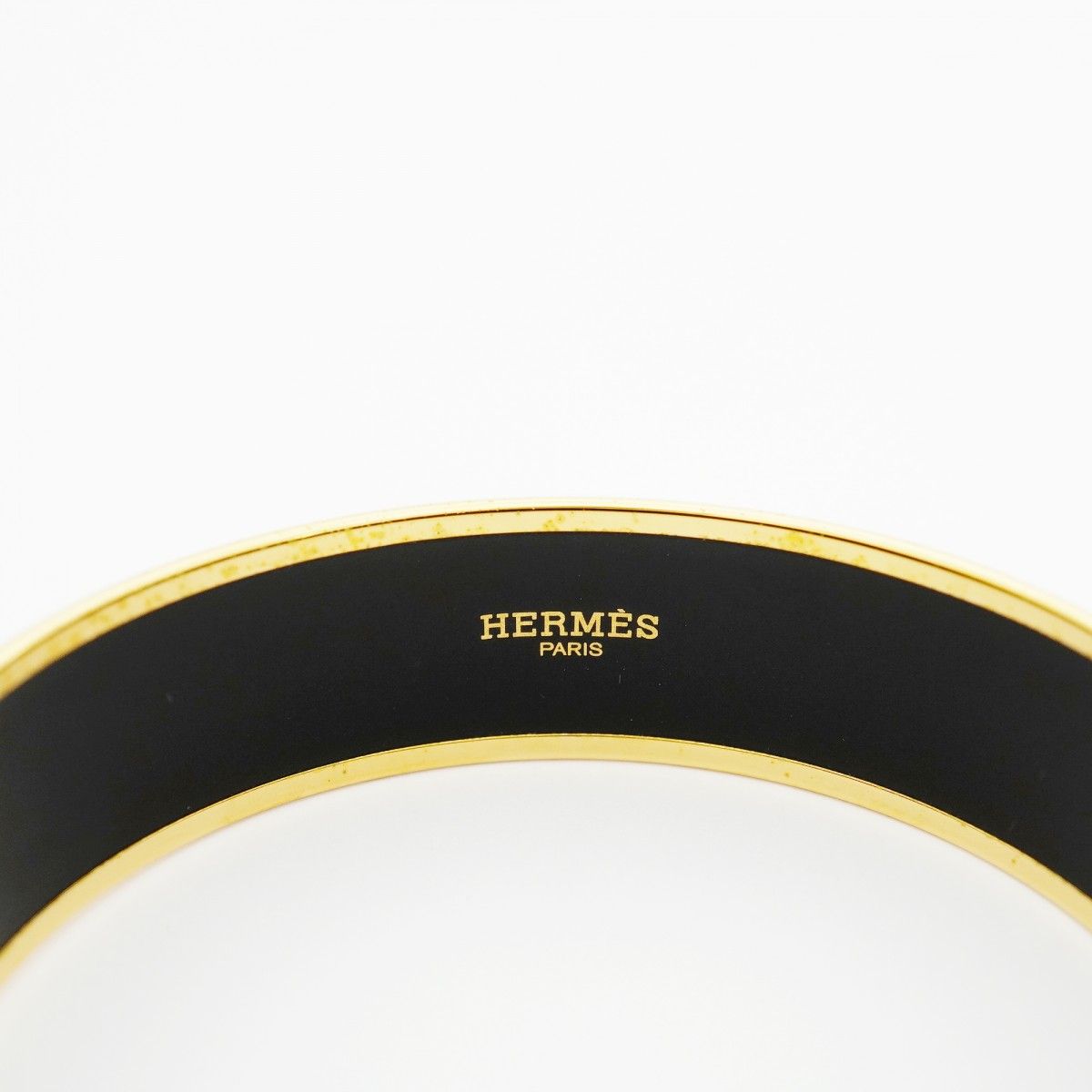 Hermes Bangle Enamel GM Gold Plated Cloisonne White Bracelet — view 4