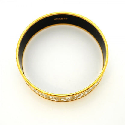 Hermes Bangle Enamel GM Gold Plated Cloisonne White Bracelet — view 3