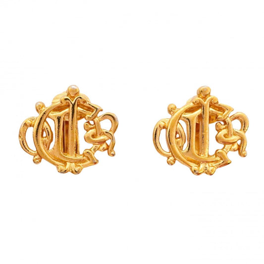 Dior Earrings Emblem Gold Plated