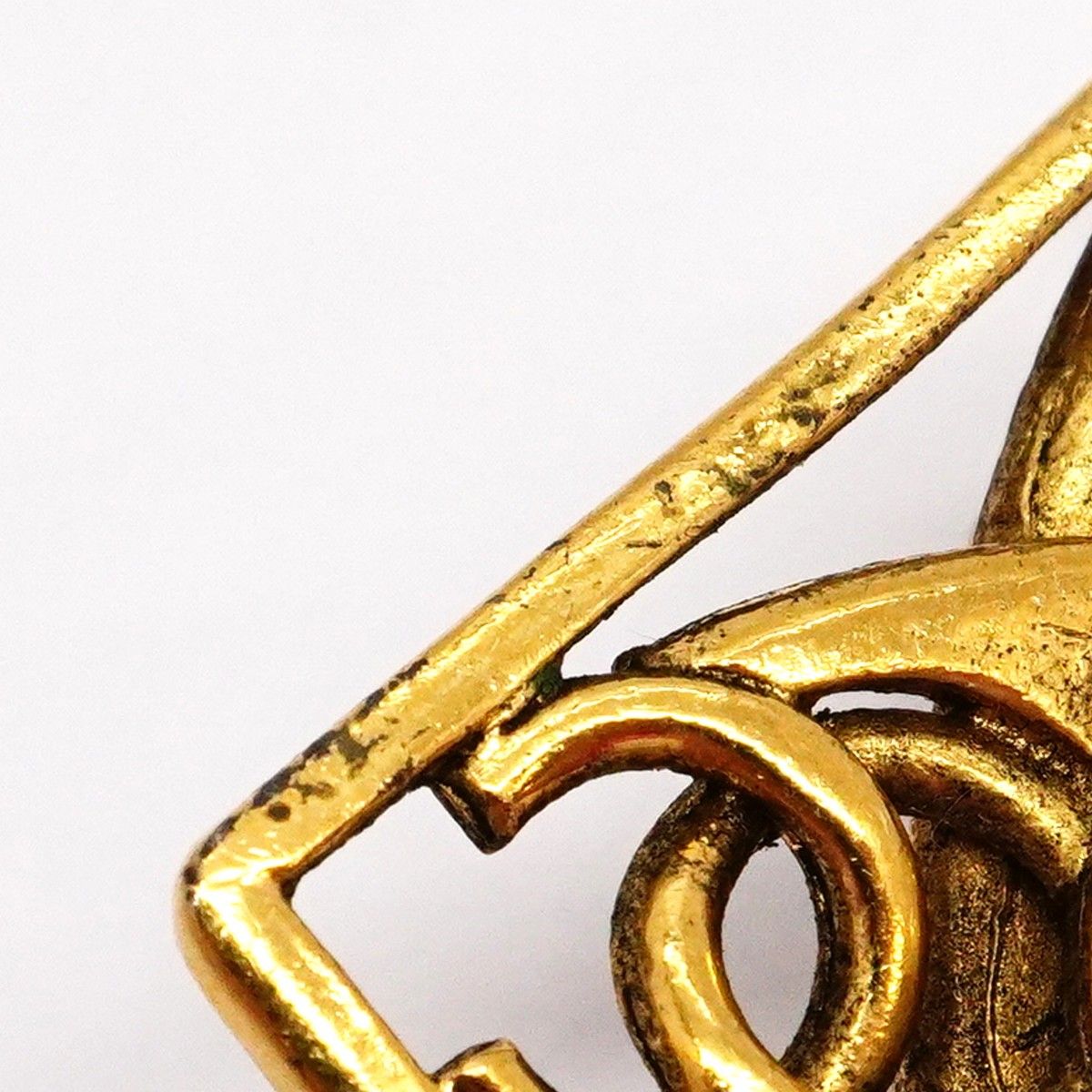 Chanel Earrings Vintage CC Logo Square Gold Plated Faux Pearl — view 7