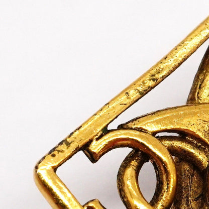 Chanel Earrings Vintage CC Logo Square Gold Plated Faux Pearl — view 7