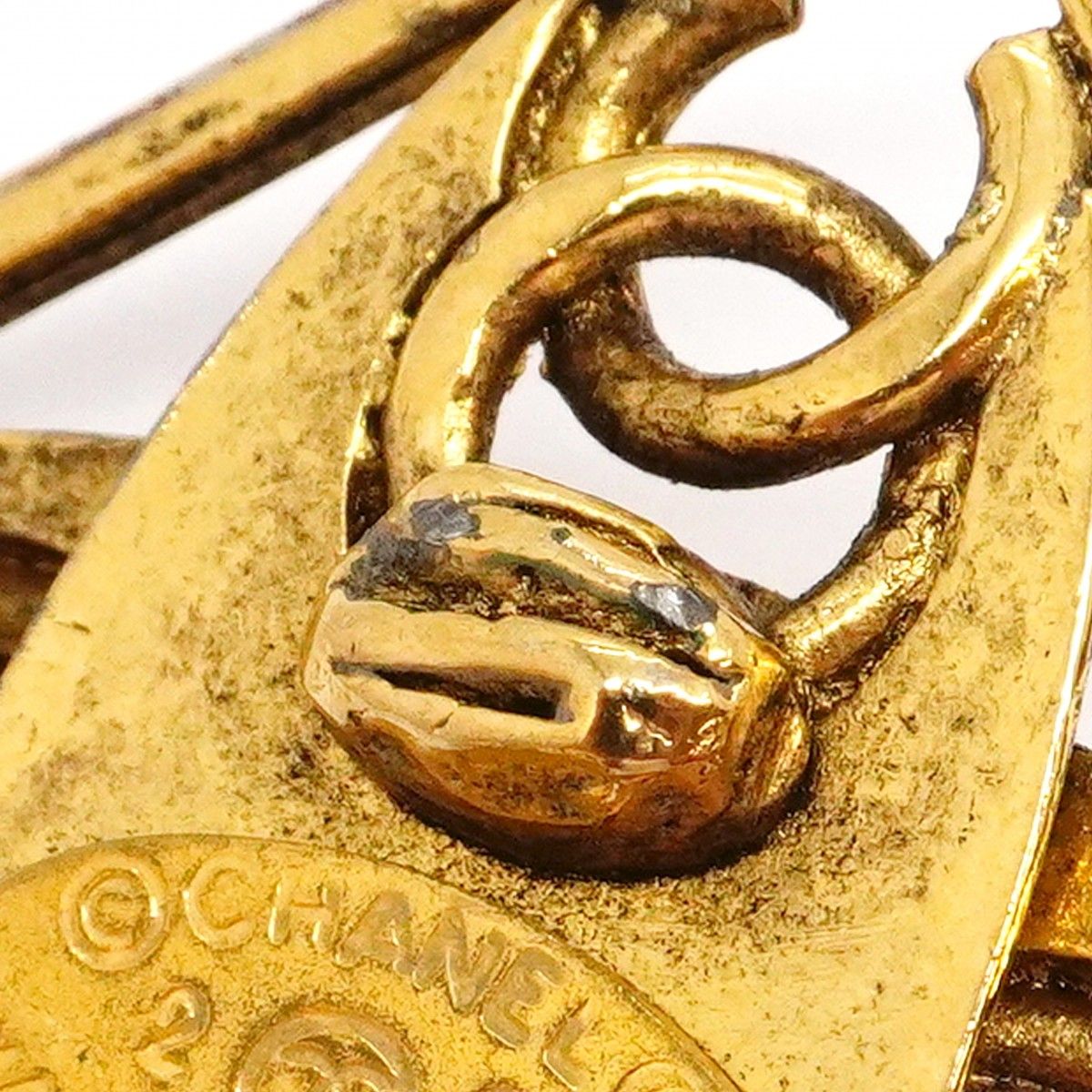 Chanel Earrings Vintage CC Logo Square Gold Plated Faux Pearl — view 8