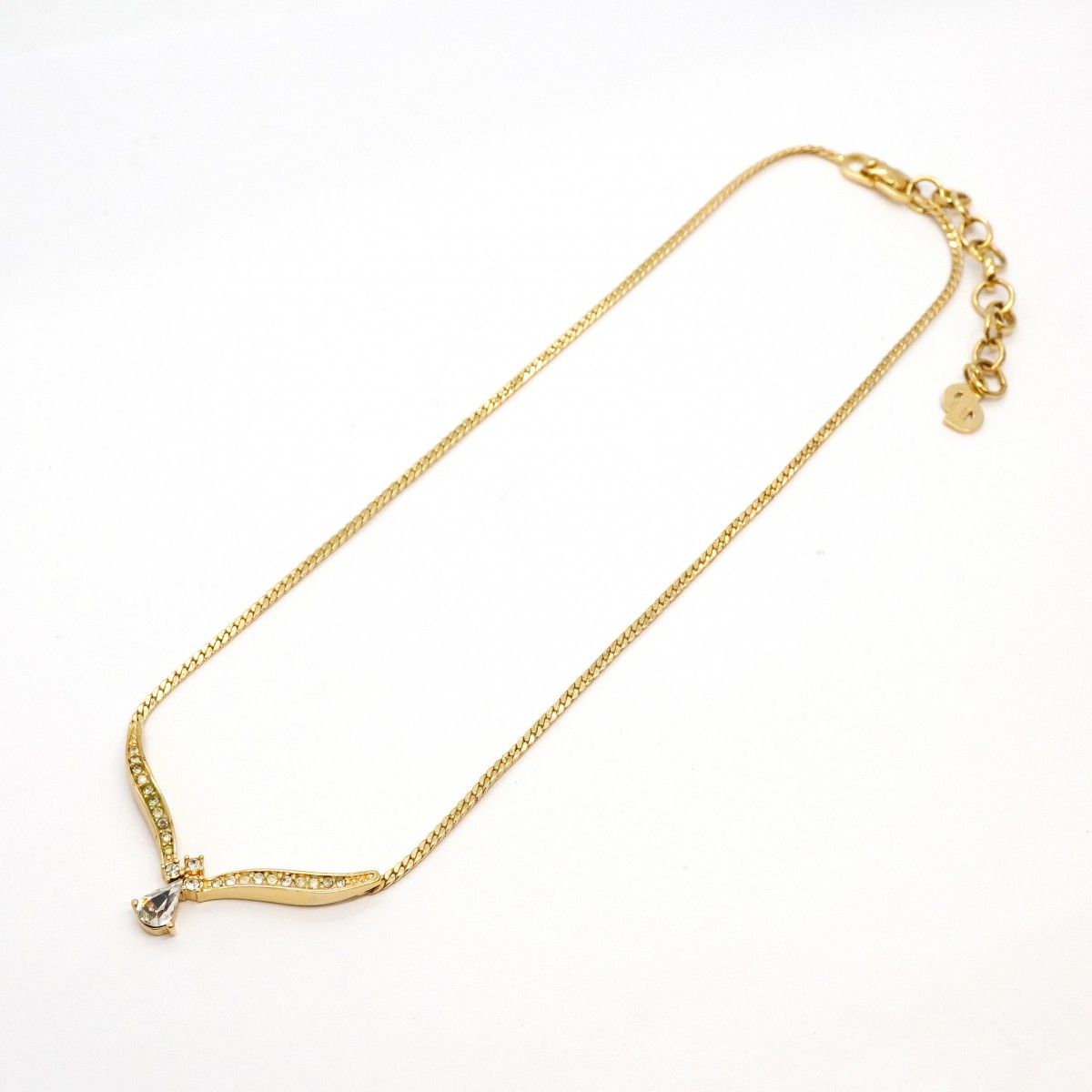 Dior Necklace Top Gold Plated Line Stone — view 3