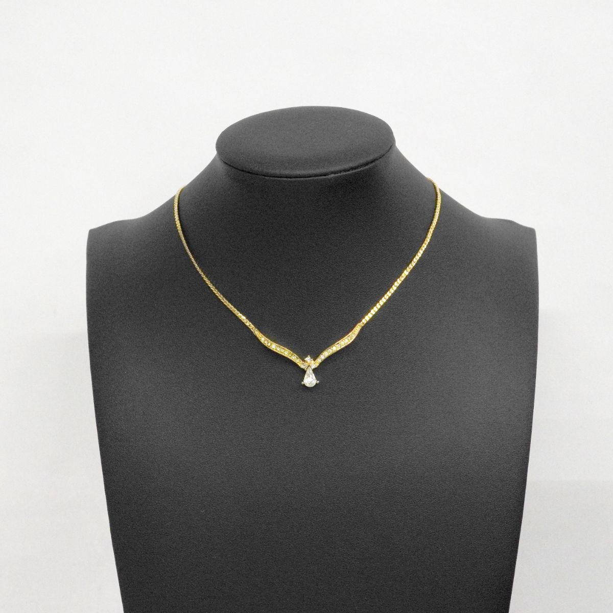 Dior Necklace Top Gold Plated Line Stone — view 9