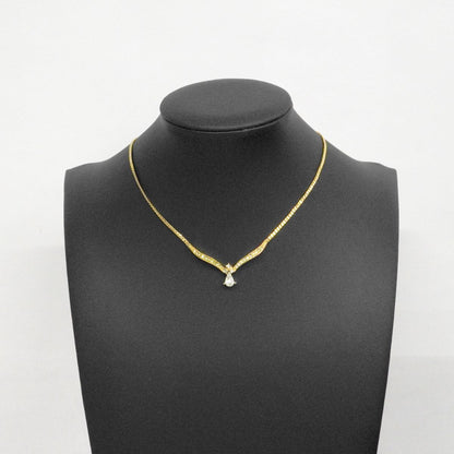 Dior Necklace Top Gold Plated Line Stone — view 9