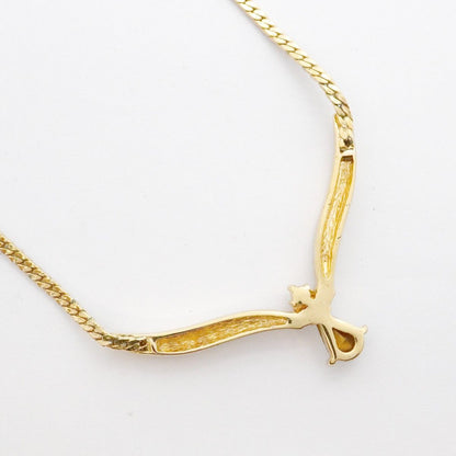 Dior Necklace Top Gold Plated Line Stone — view 2