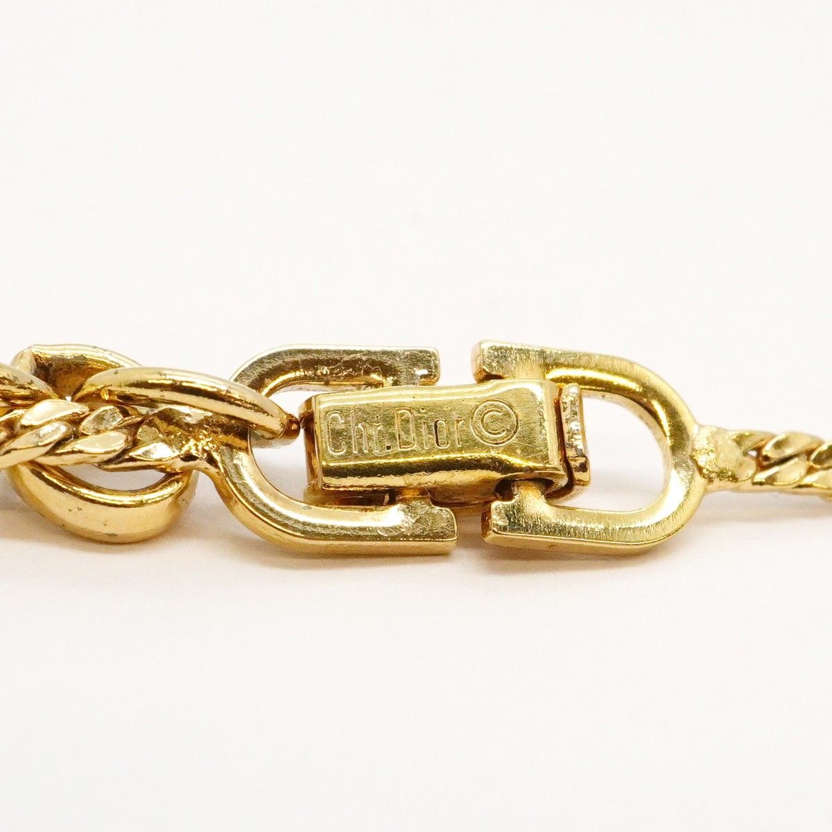Dior Necklace Top Gold Plated Line Stone — view 5