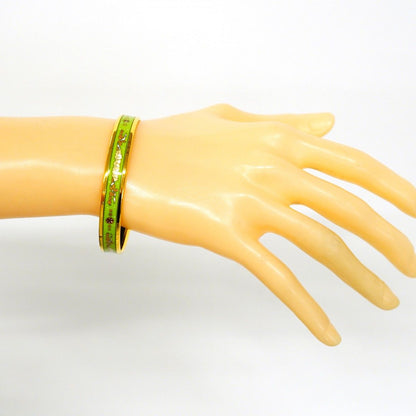 Hermes Bangle Enamel PM Gold Plated Cloisonne Green Bracelet — view 6