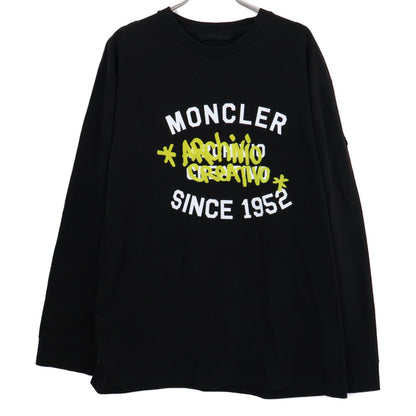Moncler T-Shirt LS Logo Print Velour Long T