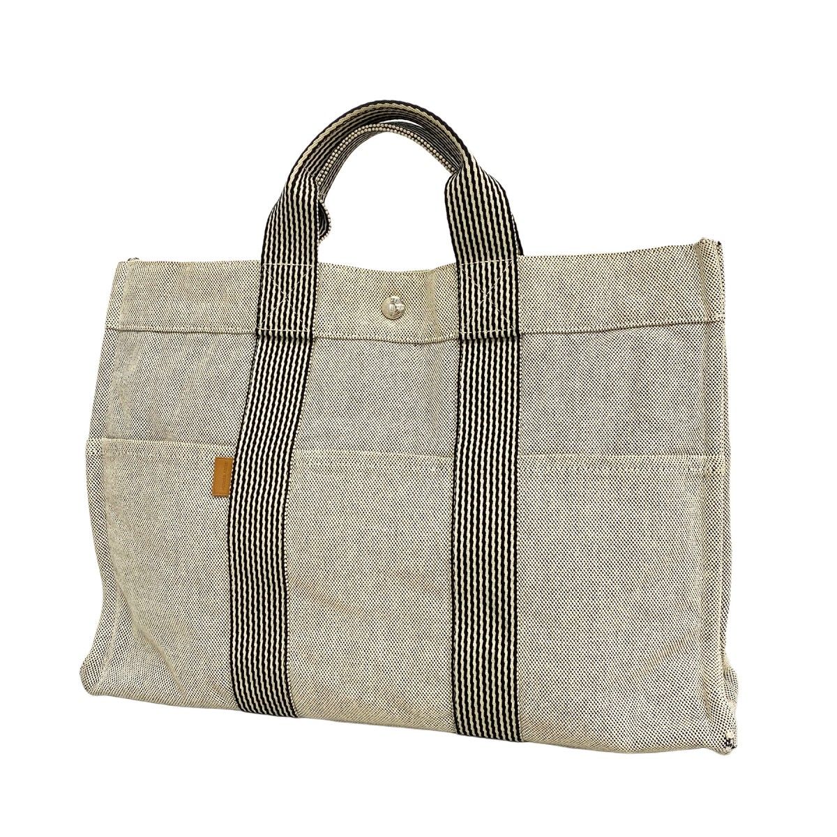 Hermes Tote New Fourre Tout Canvas Gray Silver