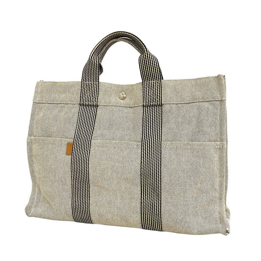 Hermes Tote New Fourre Tout Canvas Gray Silver