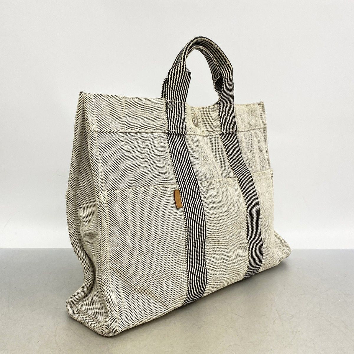 Hermes Tote New Fourre Tout Canvas Gray Silver — view 2